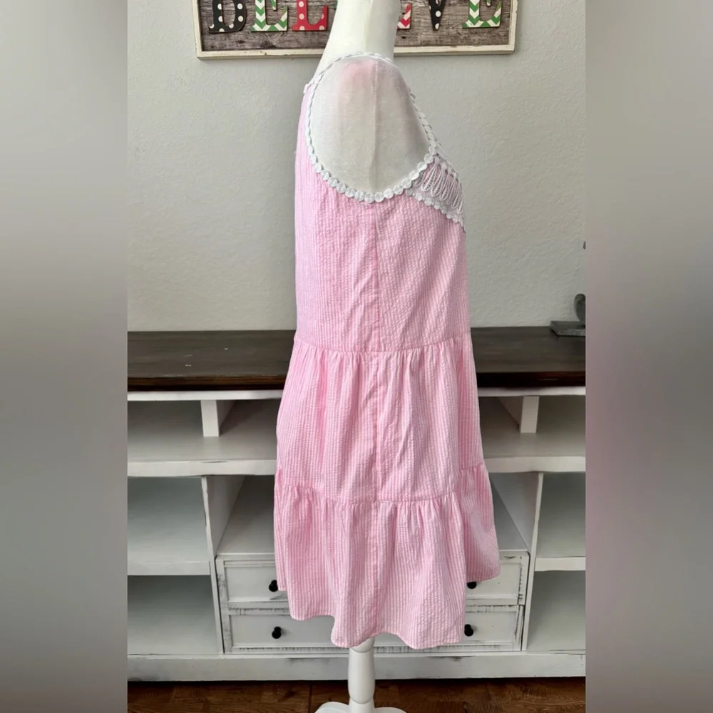 Lilly Pulitzer Britt Havana Seersucker Striped‎ Pink Dress Women's Size 2 D
